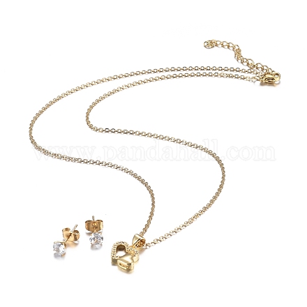 Parures de bijoux en strass en acier inoxydable saint valentin 304 SJEW-H301-20G-1