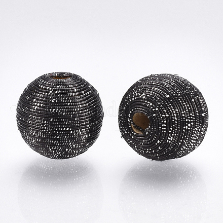 Perline di legno ricoperte con filo di poliestere WOVE-S117-20mm-02-1
