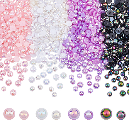 arricraft About 800 Pcs 4 Colors Half Round Pearl Beads OACR-AR0001-08-1