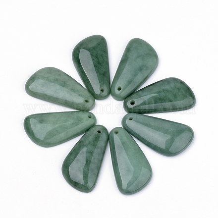 天然のグリーンジェイドの宝石のペンダント  シーグリーン  41x22x6mm  穴：2mm X-G-R160-01-1
