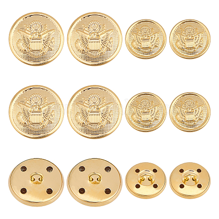 OLYCRAFT 40pcs Metal Blazer Button Set 15mm 20mm Vintage Shank Buttons Round Shaped Metal Button with 1 Hole for Blazer Suits Coat Uniform and Jacket - Light Gold BUTT-OC0001-25-1