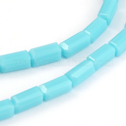 Faceted Cuboid Solid Color Glass Bead Strands GLAA-J081-B03-1
