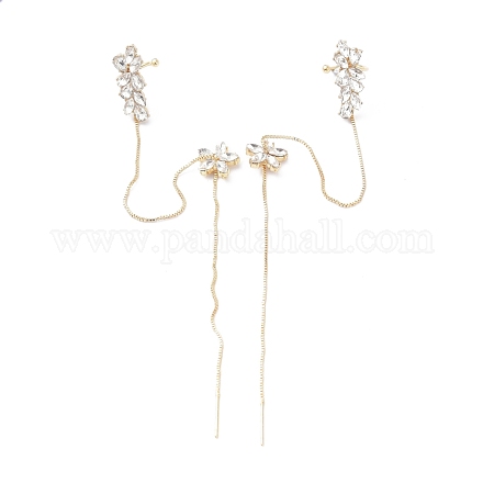 Pendientes de escalador con brazalete de oreja de flores EJEW-P193-03G-1