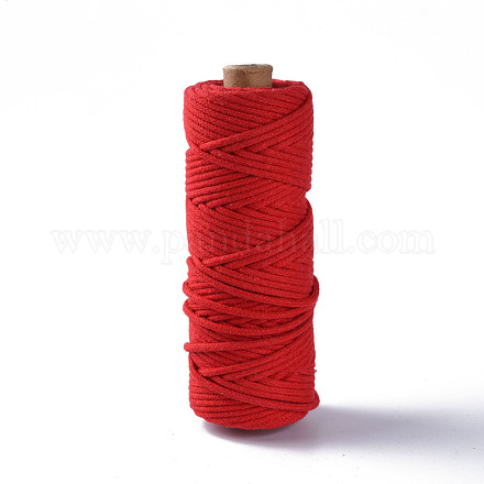 コットン糸  マクラメコード  装飾的な糸のスレッド  DIYの工芸品について  ギフトラッピングとジュエリー作り  レッド  3mm  約54.68ヤード（50m）/ロール OCOR-T001-01-14-1