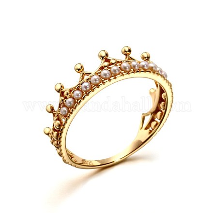 Corona 925 anillo de dedo de plata esterlina para niña mujer RJEW-BB71152-C-1