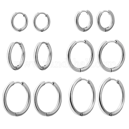 6 пара 6 стильных маленьких сережек-кольца для девочек и женщин EJEW-SZ0001-51-1