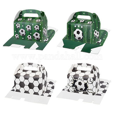 12 Uds. Cajas de dulces de almacenamiento de papel con impresión de fútbol rectangulares de 4 estilos CON-WH0095-58-1