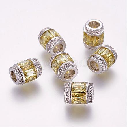 Perles européennes en laiton avec zircone cubique de micro pave ZIRC-G091-28P-03-1