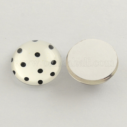 Cabochons demi-ronds en verre imprimé à motif de pois GGLA-Q032-18mm-13A-1