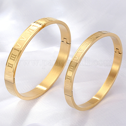 2Pcs 2 Style Stainless Steel Hinged Bangles for Women QR1999-1-1