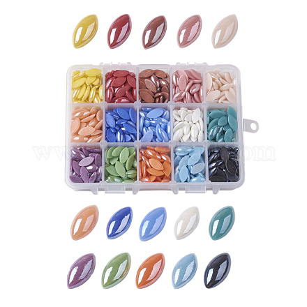 15 Farben pearlized überzogene handgemachte Porzellan Cabochons PORC-JP0001-02-1