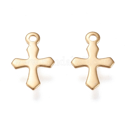 304 Stainless Steel Tiny Cross Charms STAS-K195-16G-1