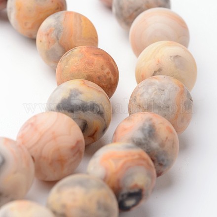 Frosted Round Natural Crazy Agate Bead Strands G-J346-08-10mm-1