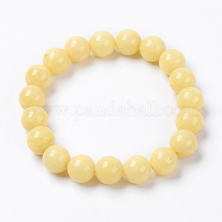 Bracelet extensible avec perles en jade Mashan naturel BJEW-P207-01-8mm-1