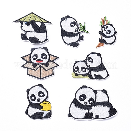 Cute Panda Computerized Embroidery Cloth Iron on/Sew on Patches DIY-X0293-70-1