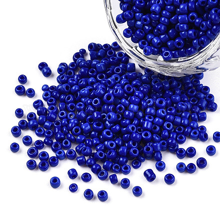 ガラスシードビーズ  不透明な色の種  DIYジュエリー作成用の小さなクラフトビーズ  ラウンド  ブルー  2mm  穴：1mm  約30000個/ポンド SEED-A010-2mm-48-1