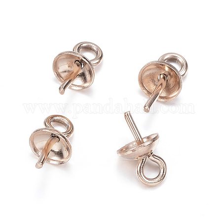Ion Plating(IP) 304 Stainless Steel Cup Pearl Peg Bails Pin Pendants X-STAS-G127-04RG-1