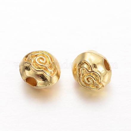 Carved Flower Pattern Alloy Round Beads PALLOY-L166-20G-1