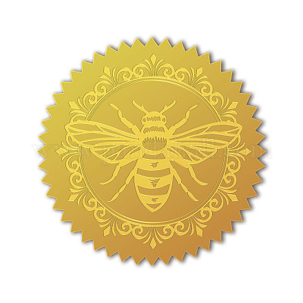 CHGCRAFT 100Pcs Gold Foil Certificate Seals Vintage Bees Gold Foil Embossed Stickers Gold Foil Embossed Certificate Seals Self Adhesive Foil Embossed Sticker for Envelope Invitation Letter Graduation DIY-WH0211-364-1