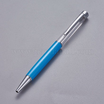 創造的な空のチューブボールペン  内側に黒のインクペンを詰め替えます  DIYキラキラエポキシ樹脂クリスタルボールペンハーバリウムペン作り用  銀  ディープスカイブルー  140x10mm AJEW-L076-A28-1