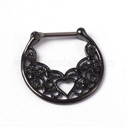 Heart Pattern Titanium Steel Nose Studs Nose Piercing Jewelry AJEW-H007-14B-1