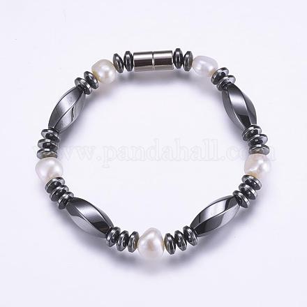 Bracelets de perles hématites synthétiques non magnétiques BJEW-P178-10-1
