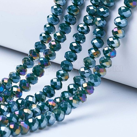 Electroplate Glass Beads Strands X-EGLA-A034-P4mm-B10-1
