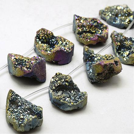 Electroplated Natural Druzy Agate Beads Strands G-N0259-01-1