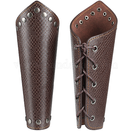 GORGECRAFT 2PCS Leather Arm Guards Medieval Armor Bracers Snakeskin Grain PU Leather Gauntlet Wristband Rivet Leather Arm Armor Cuff for Halloween Warrior Cosplay Knight Costumes AJEW-WH0342-91B-1