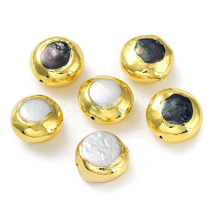 Perline in ottone placcato a cremagliera con perla keshi naturale barocca KK-K348-05G-1