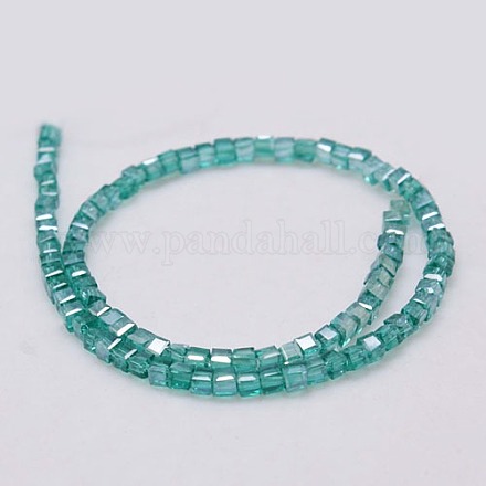 Cube Shaped AB Color Plated Crystal Glass Beads Strands EGLA-F013-H09-1