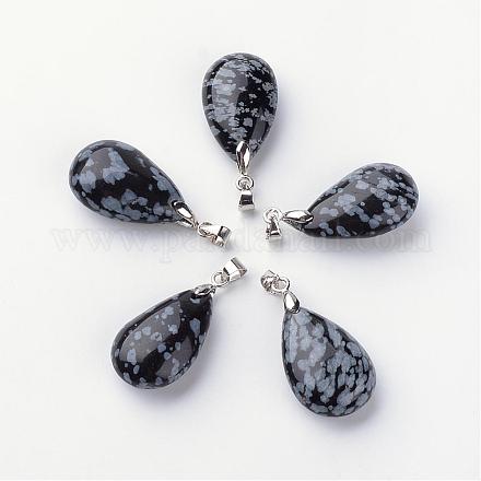 Natural Snowflake Obsidian Pendants G-Q484-B11-1