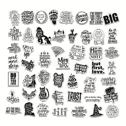 50pcs ensemble d'autocollants de mot anglais de dessin animé de papier de thème inspirant DIY-I109-04-1