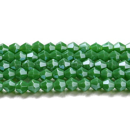Brins de perles de verre galvanisées de couleur unie opaque GLAA-F029-P4mm-C08-1