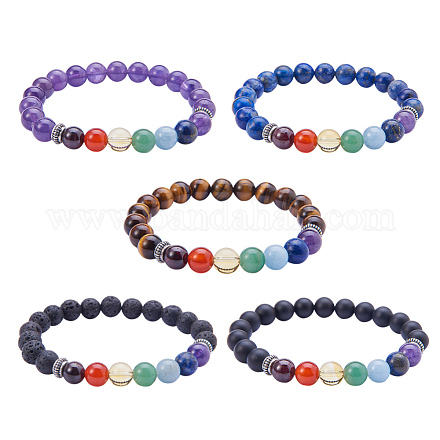 Sunnyclue эластичные браслеты из бусин из натуральных драгоценных камней BJEW-SC0001-01-1