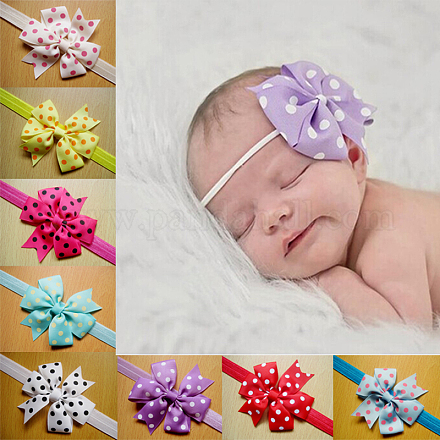 Cloth Polka Dot Bowknot Elastic Baby Headbands Hair Accessories OHAR-Q002-20-1