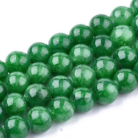 Chapelets de perles de pierres en jade jaune teinte G-R271-8mm-Y13-1