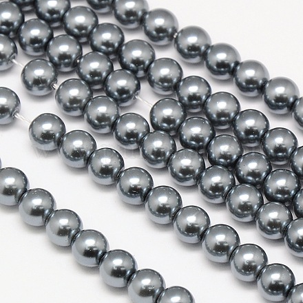 Hebras de cuentas redondas de perlas de vidrio teñidas ecológicas X-HY-A002-10mm-RB077-1