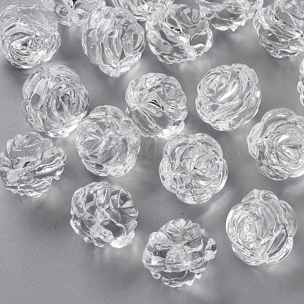 Transparent Clear Acrylic Rose Beads X-PL305Y-1-1