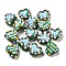 Hand Painted Acrylic with Enamel Beads, Hand Drawn Beads, Heart, Sea Green, 15~18.5x19
~21x10~15mm, Hole: 2.2mm