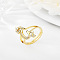 Brass Micro Pave Cubic Zirconia Finger Rings, for Women, Letter G, US Size 3(14mm)