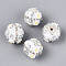 Handmade Polymer Clay Rhinestone Indonesia Beads, Round & Flower, Resin & Alloy & Acrylic Rhinestone Beads, White, 17.5~19.5mm, Hole: 1.8mm