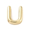 Rack Plating Brass Beads, for Personalized Name Necklace Making, Cadmium Free & Lead Free, Long-Lasting Plated, Real 18K Gold Plated, Letter U, 14.5x12x4.5mm, Hole: 1.5x10.5mm