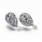 Brass Stud Earring Findings, with Polymer Clay Rhinestones, Teardrop, Platinum, 19.5x11x6.5mm, Pin: 0.7mm
