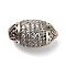 Brass Micro Pave Cubic Zirconia Beads, Oval, Rack Plating, Long-Lasting Plated, Lead Free & Cadmium Free, Platinum, 17x9.5mm, Hole: 1.2mm