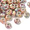 Transparent Resin Rondelle European Beads, with Heart Paillette & Platinum Tone Brass Cores, Large Hole Beads, Bisque, 14x8.5mm, Hole: 5mm