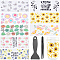 8Pcs 8 Styles Flower & Butterfly UV Transfer Sticker for Glass Cup, Decorative Decals for Drinking Glasses, with Plastic Scrapers & Anti-Static Beading Tweezers, Mixed Shapes, 110x230mm, 1pc/style