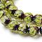 Handmade Inner Flower Lampwork Beads Strands, Round, Green Yellow, 12mm, Hole: 2mm, 30pcs/strand, 12.3 inch