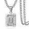 Rectangle with Letter Pattern 304 Stainless Steel Pendant Necklaces, Stainless Steel Color, Letter U, 21.65 inch(55cm)