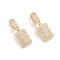 Brass Micro Pave Cubic Zirconia Pendants, Long-Lasting Plated, Letter, Clear, Letter.E, 33mm, Hole: 6.5x9mm, Letter.E: 20x12x3.5mm